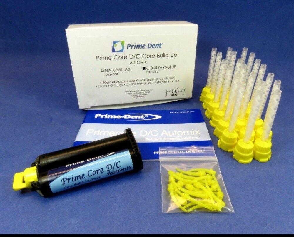 Prime-Dent Automix Dual Cure Luting Cement A2 - 4 Syringe Kit With Tips For Dental Crown & Bridge Work