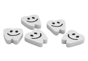Flat White Smiling Tooth Eraser, 20 Per Pack
